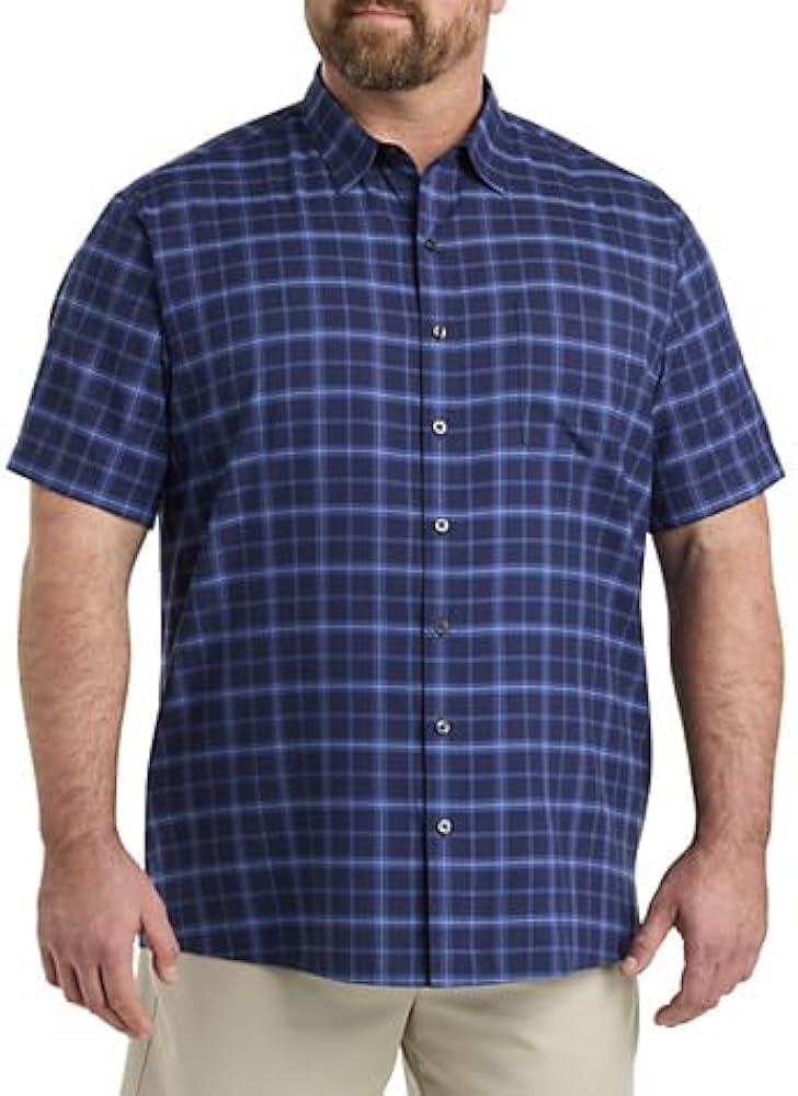 Harbor Bay by DXL Men's Big and Tall Microfiber Medium Plaid Sport Shirt