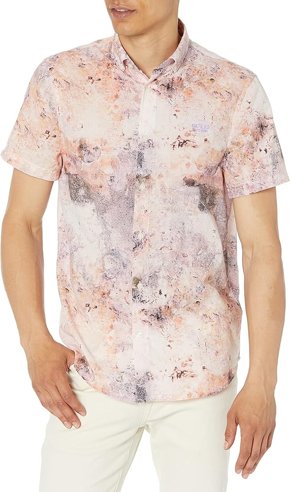 GUESS Men's Short Sleeve Collins AOP Shirt