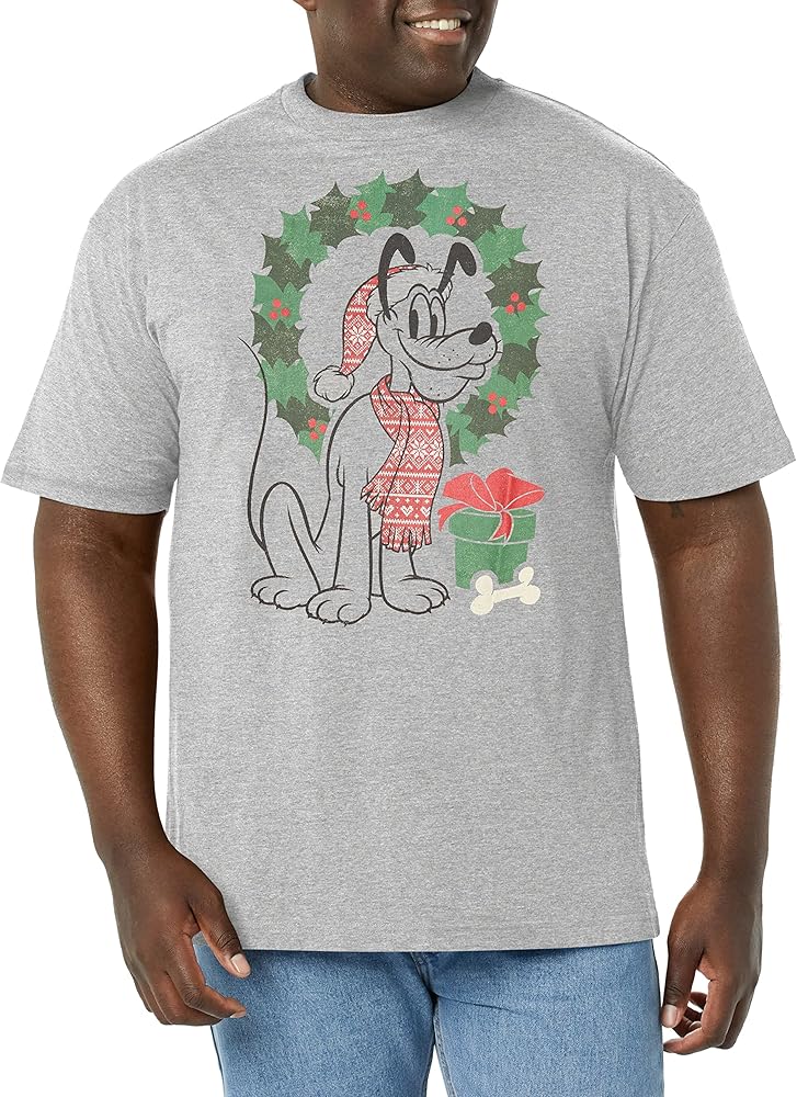 Disney Classic Mickey Christmas Fairisle Pluto Men's Tops Short Sleeve Tee Shirt