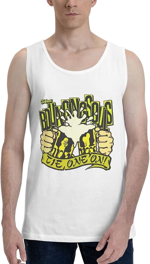 The Bouncing Souls Band Tank Top T Shirt Mens Summer Sleeveles Tee Fashion Exercise Vest White