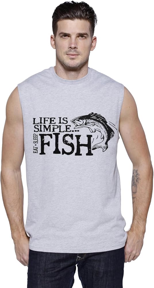 Funny Fishing T-Shirt Sleeveless Muscle Tee Tank Top Mens