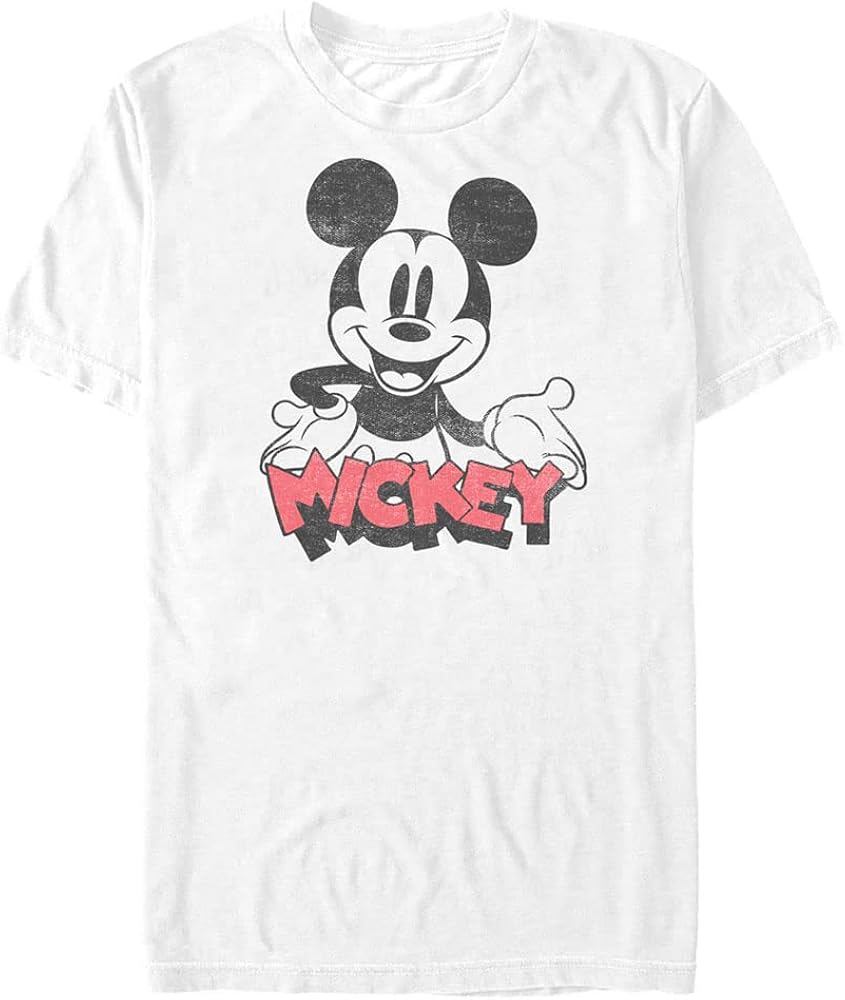 Disney Big Classic Mickey Oh Boy Men's Tops Short Sleeve Tee Shirt, White, 4X-Large Tall