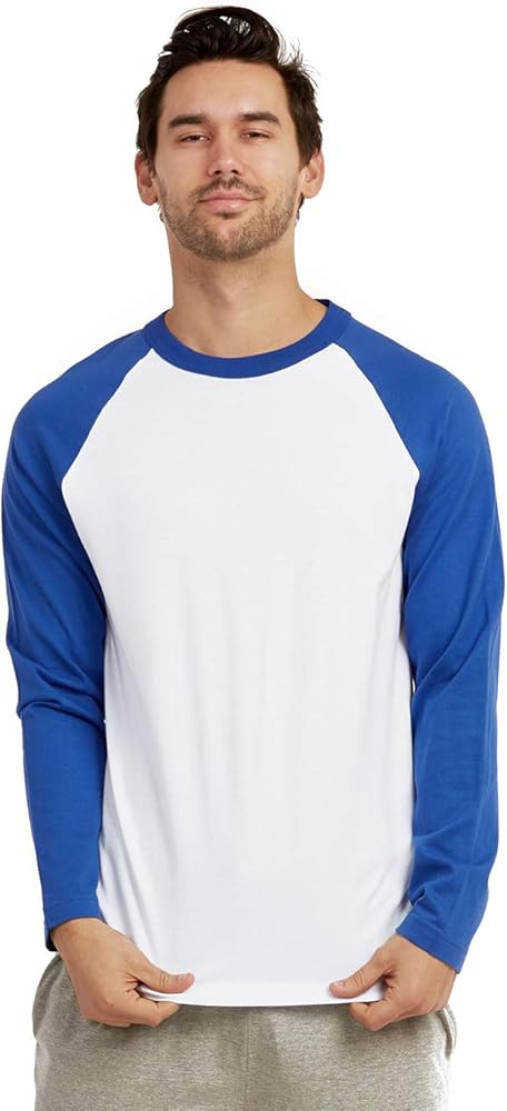 Men's Full Length Sleeve Raglan Cotton Baseball Tee Shirt