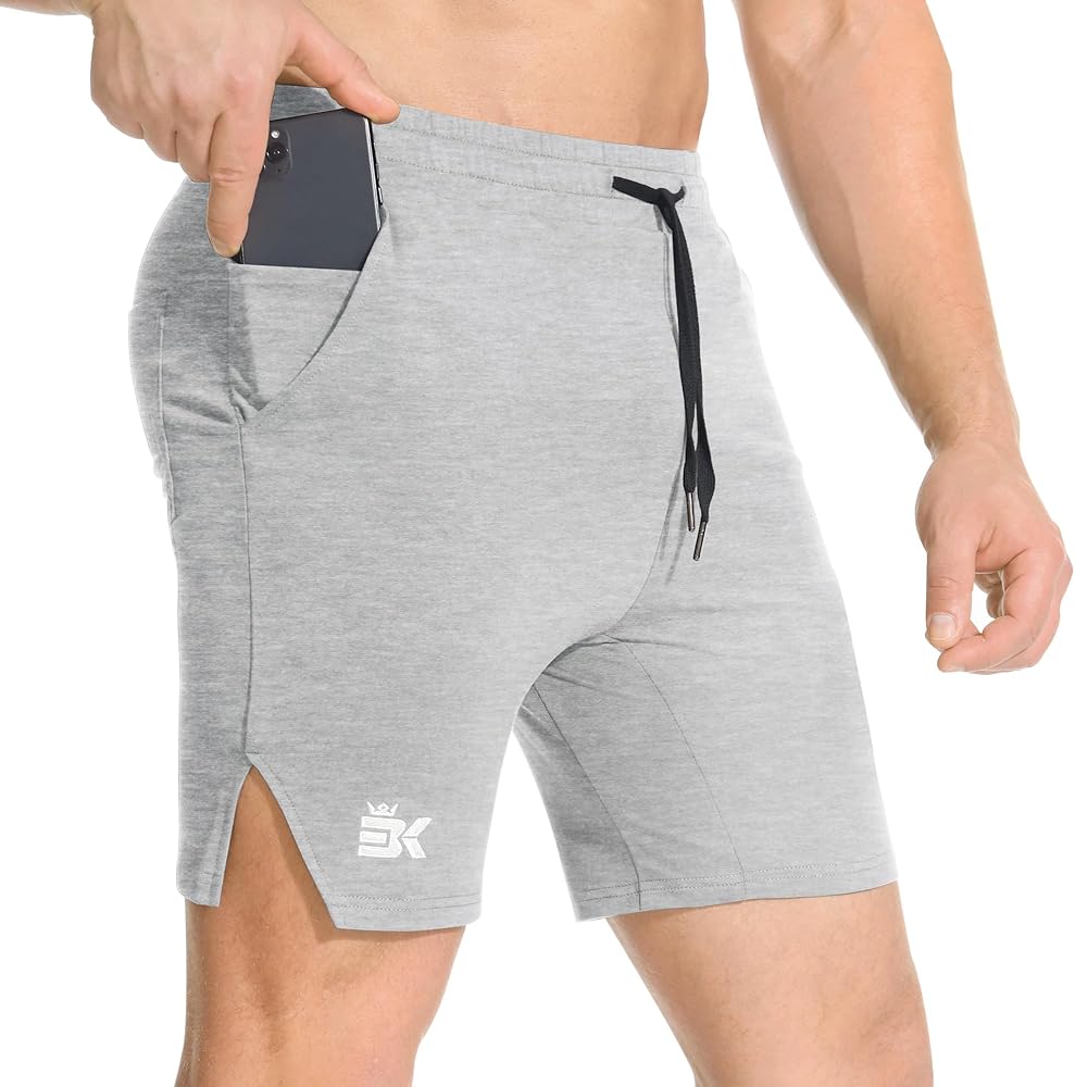 BROKIG Men's Airstretch Gym Shorts,5 Inch Slim Fit Running Exercise Athletic Workout Shorts for Men with Zipper Pockets