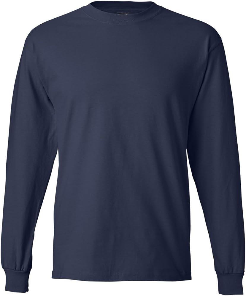 Hanes Beefy-T Men`s Long-Sleeve T-Shirt Navy