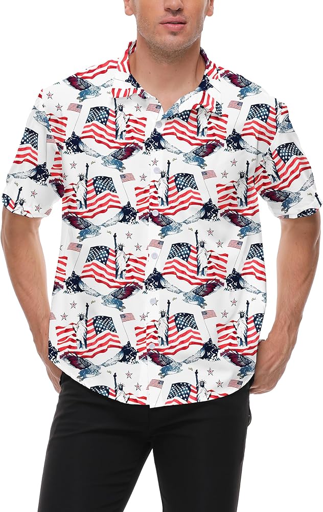 Mens Hawaiian Shirts Button Down Tropical Short Sleeve Summer Beach Shirts S-XXL