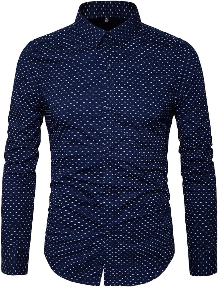 MUSE FATH Men's Printed Cotton Casual Long Sleeve Regular Fit Dress Shirt