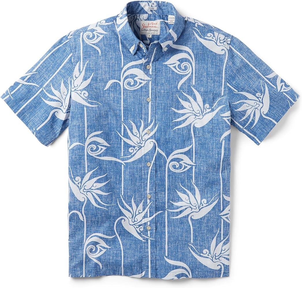 Reyn Spooner Personal Paradise Button Front Hawaiian Aloha Shirt, Blue Horizon, XL