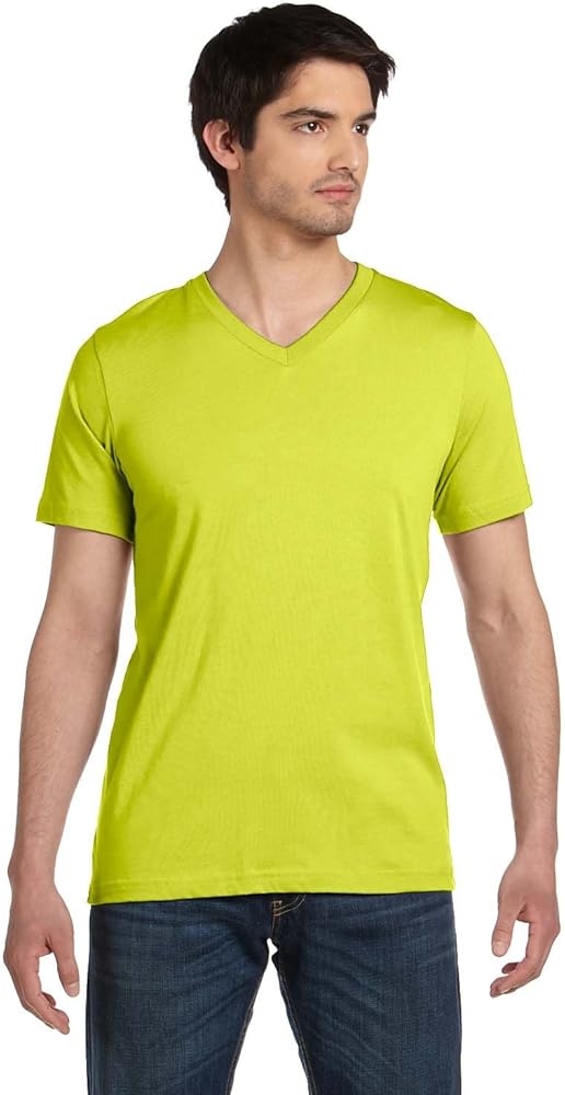 Bella + Canvas Unisex Jersey Short-Sleeve V-Neck T-Shirt XL NEON YELLOW