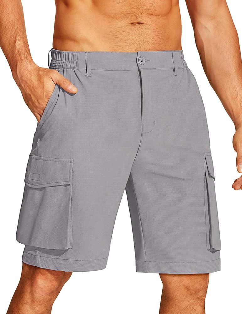 COOFANDY Mens Hiking Cargo Shorts 9'' Quick Dry Work Shorts Casual Summer Shorts Lightweight Bermuda Shorts with Pockets