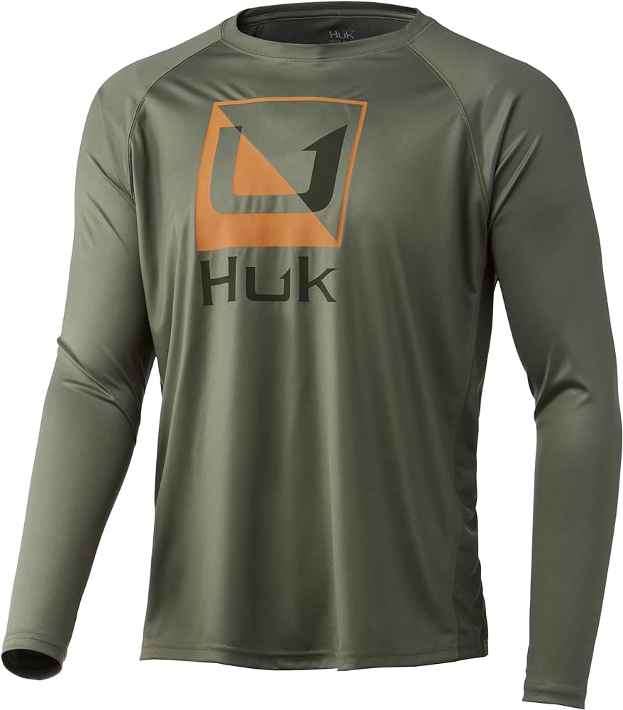 Huk Men's Americana Flag Pursuit | Long Sleeve Performance Fishing Shirt with +30 UPF Sun Protection