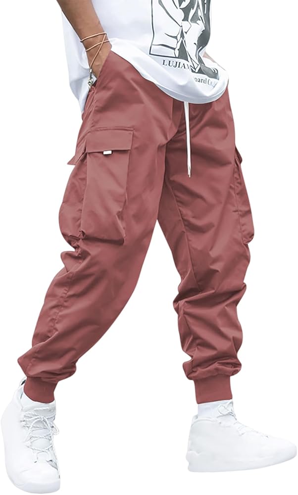 ZAFUL Men's Drawstring Techwear Cargo Pants with Flap Pockets - Athletic and Elastic Joggers, Casual Trousers and Sweatpants