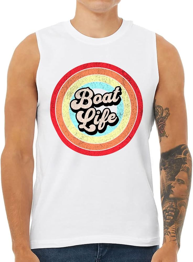 Boat Life Men's Muscle Tank - Vintage Men's Sleeveless T-Shirt - Cool Design Tank