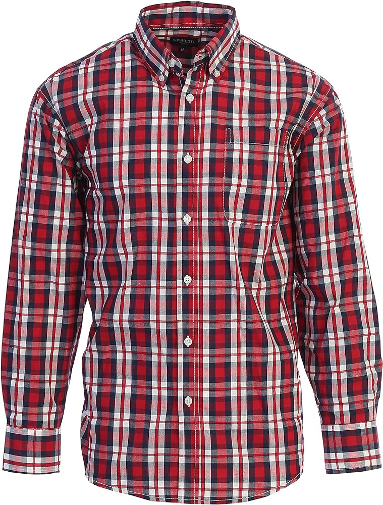 Gioberti Men's Long Sleeve Plaid Shirt