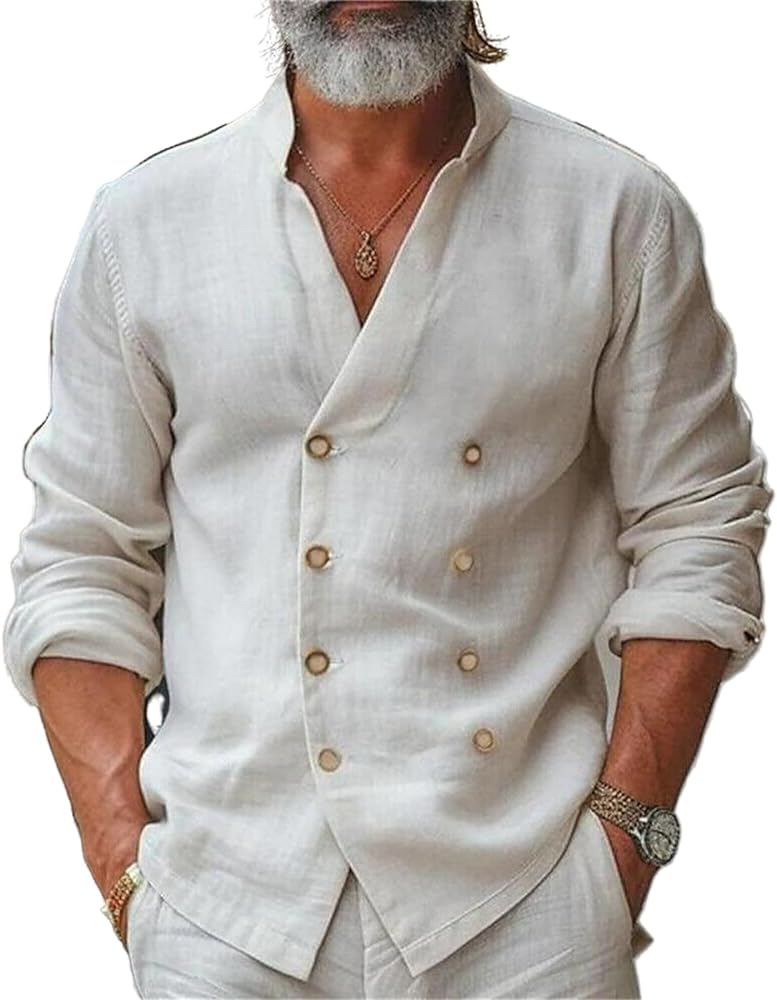 Mens Double-Breasted Shirts Short Sleeve Button Down Shirts Beach Shirt Vacation Beach Summer Top