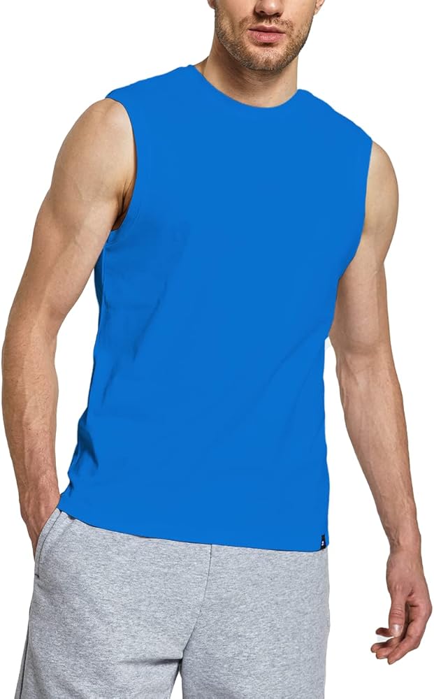 DEMOZU Men's Sleeveless Muscle Shirts Quick Dry Athletic Workout Gym Running Beach Tank Top for Big Men