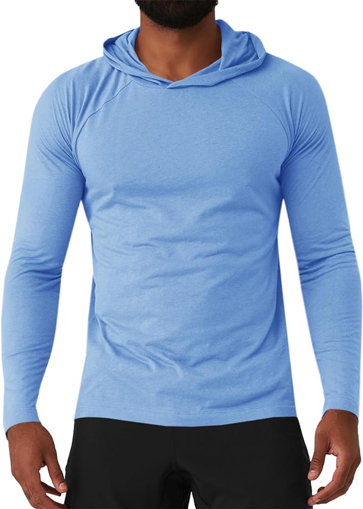 Gafeng Mens Workout Hoodie Long Sleeve Lightweight Gym Running Quick Dry Athletic Shirt with Hood