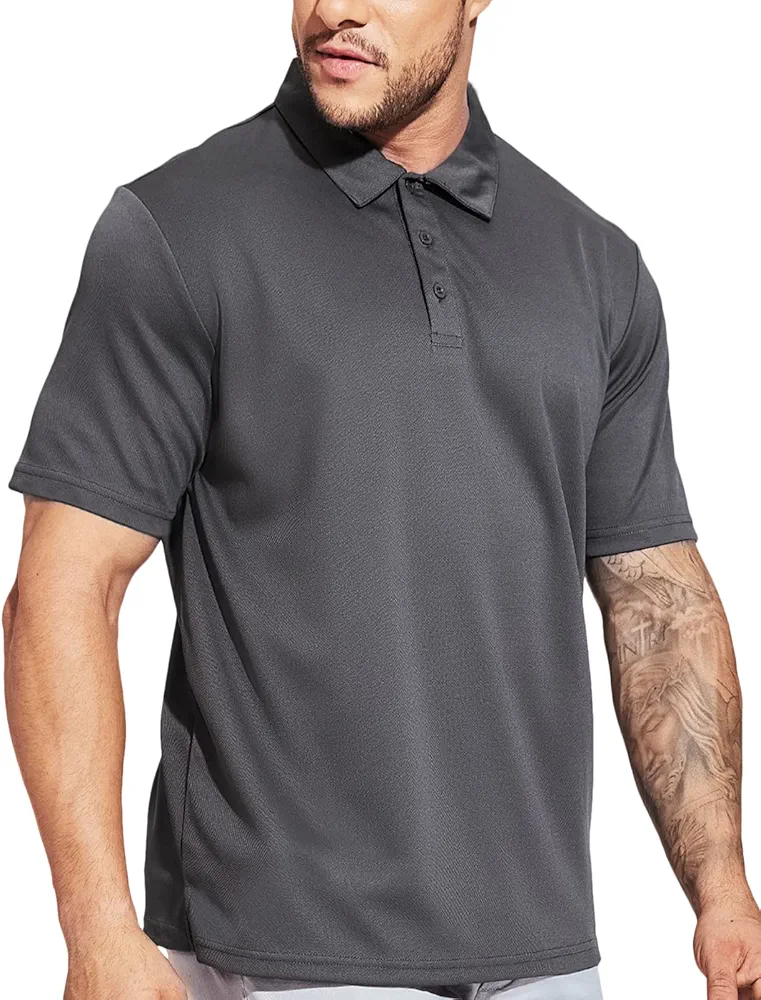 MIER Men's Quick Dry Polo Shirts Polyester Casual Collared Shirts Short Sleeve, Moisture-Wicking, Sun Protection