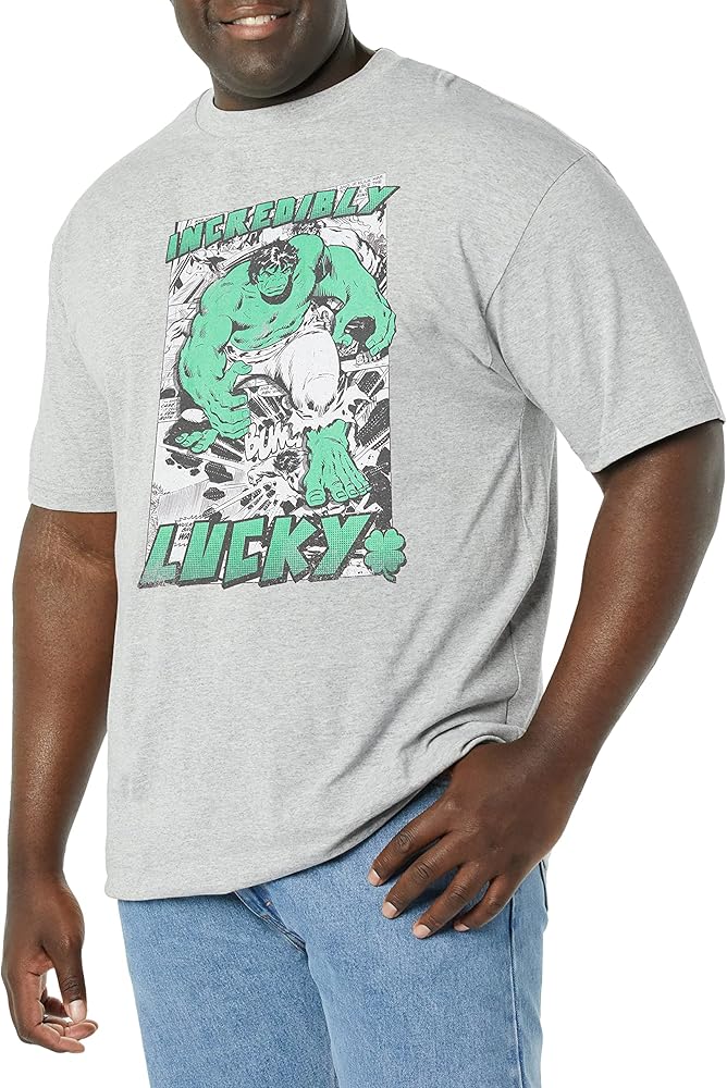 Marvel Big & Tall Classic Incredibly Lucky Men's Tops Short Sleeve Tee Shirt