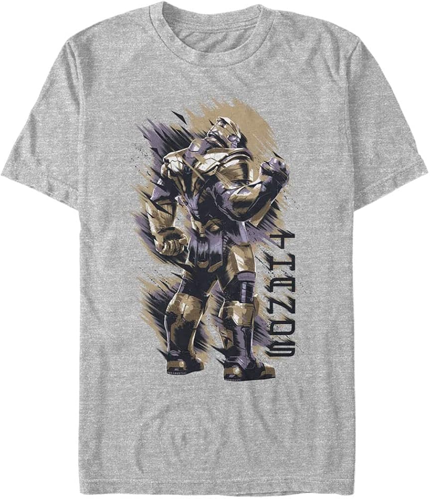 Marvel Big & Tall Thanos Shoulder Men's Tops Short Sleeve Tee Shirt, Athletic Heather, 4X-Large