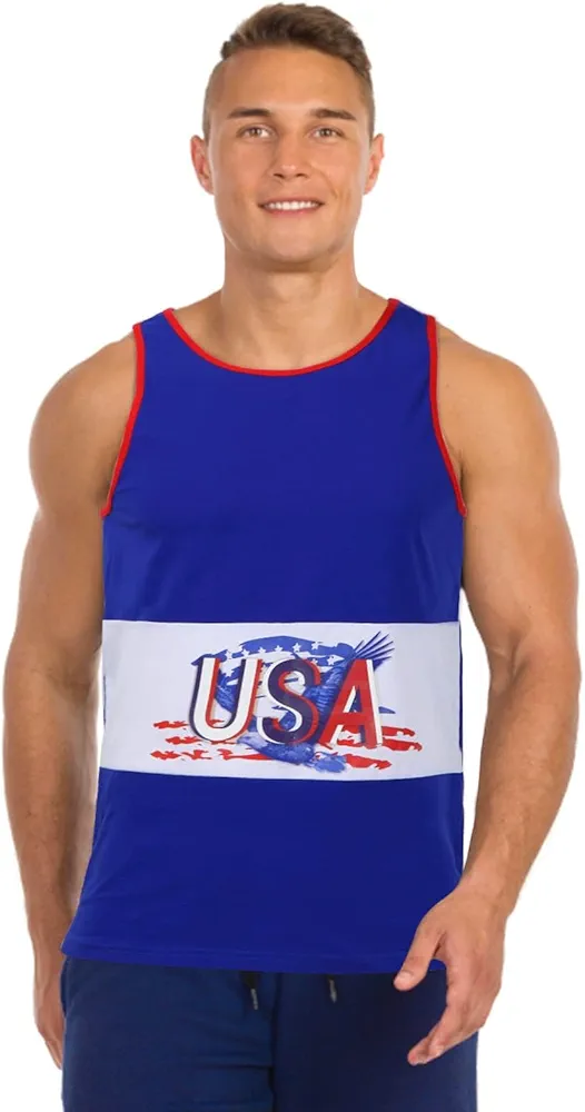 Men's American Patriotic Sleeveless T-Shirt - 4th of July Tank Top - Size 2XL Multi