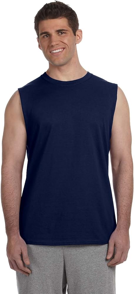 Gildan Ultra Cotton Sleeveless T-Shirt-S (Navy)