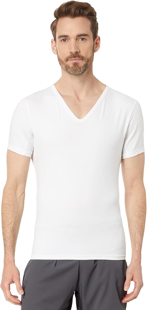 SPANX for Men Cotton Spandex V-Neck T-Shirt for Men - Cotton-Elastane Blend Fabrication - Opaque Construction