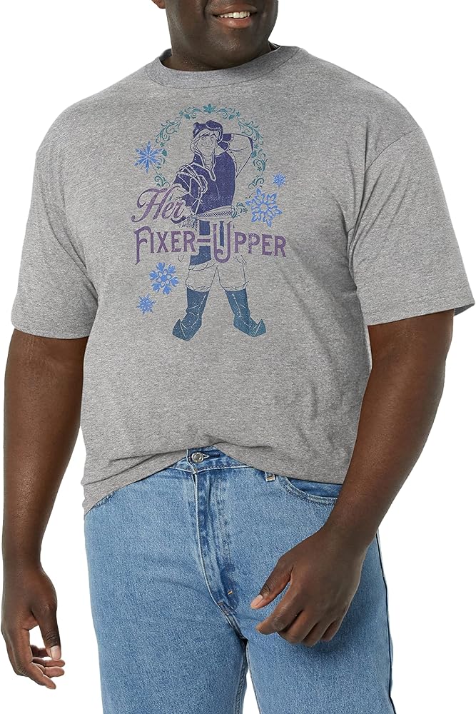 Disney Big & Tall Frozen Her Fixer Upper Men's Tops Short Sleeve Tee Shirt