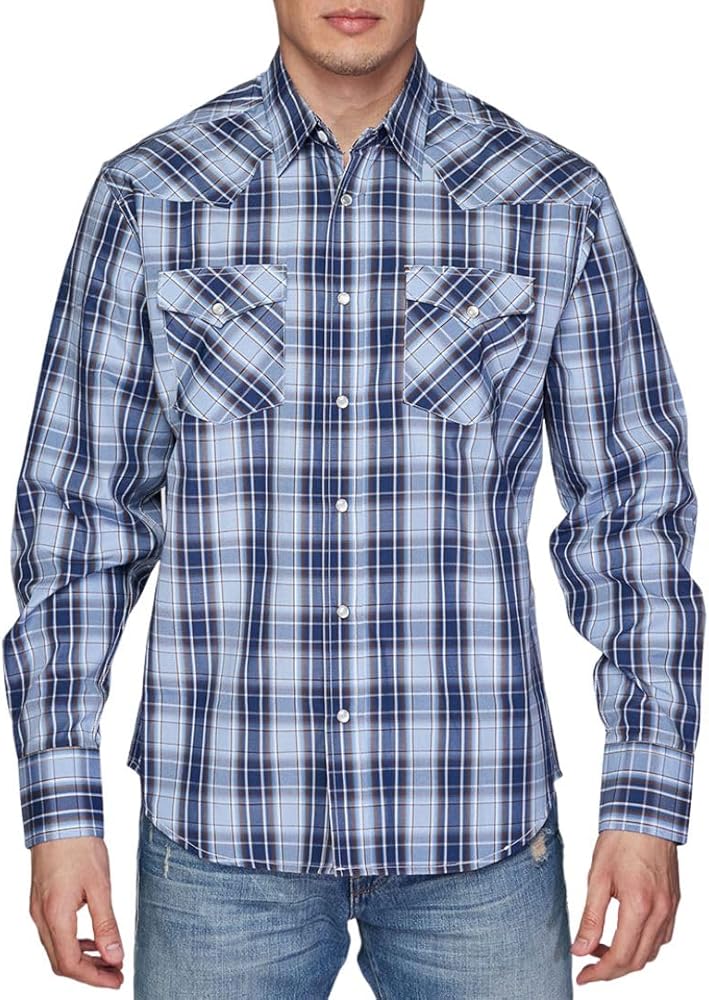 Mens Casual Button Down Shirts Regular Fit Plaid Western Shirt