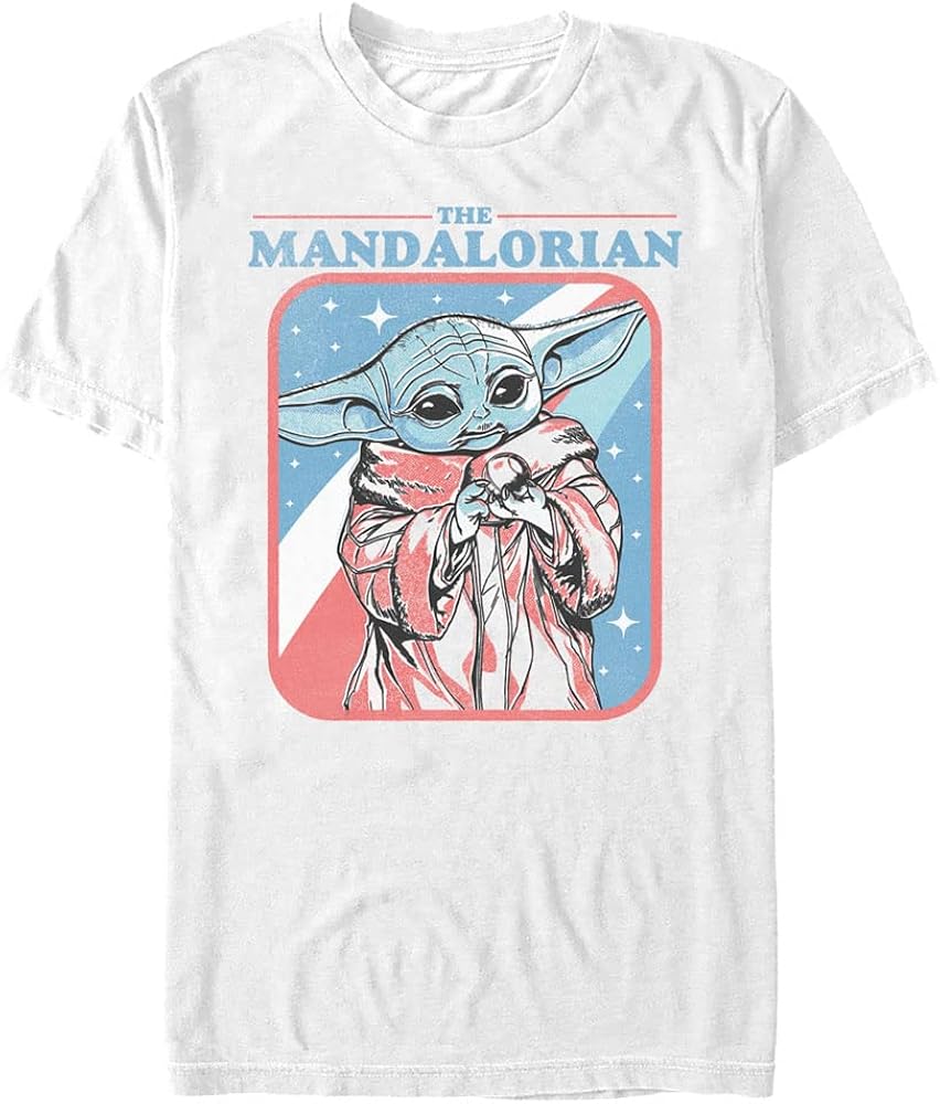 STAR WARS Big & Tall Mandalorian Stars Stripes Grogu Men's Tops Short Sleeve Tee Shirt