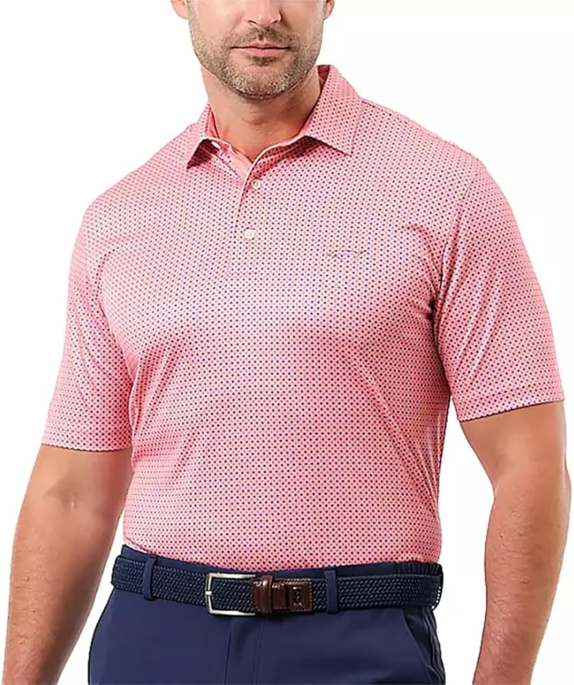 Greg Norman Men's Performance Golf Polo, Georgia Peach, Large