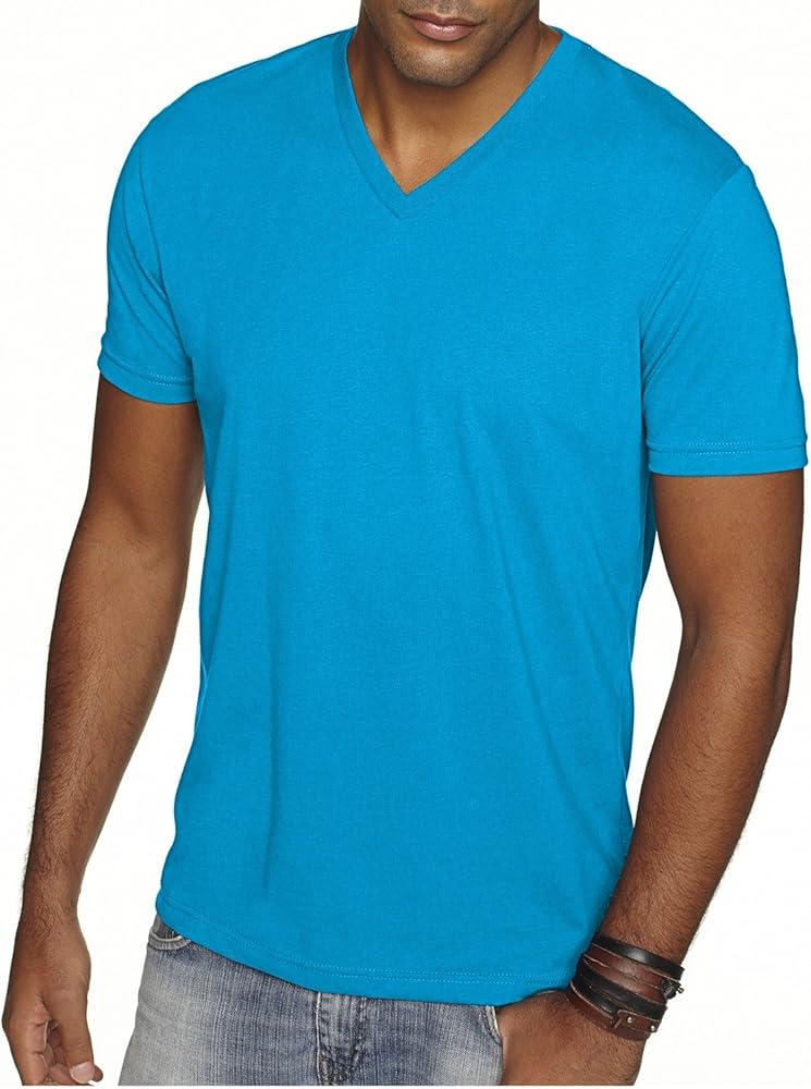 Next Level Men's Premium Sueded Soft V-Neck T-Shirt, Turquoise, X-Small