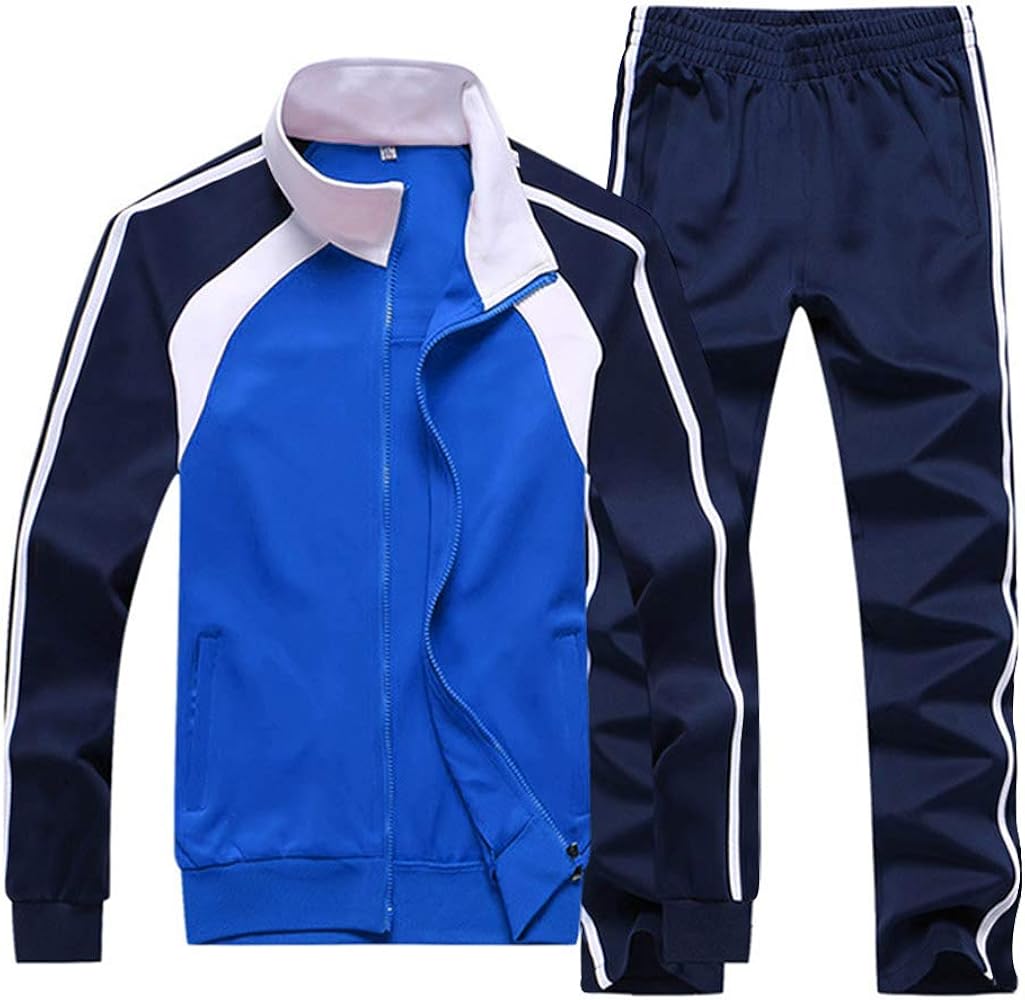 Men's Athletic Running Tracksuit Set Casual Full Zip Jogging Sweat Suit