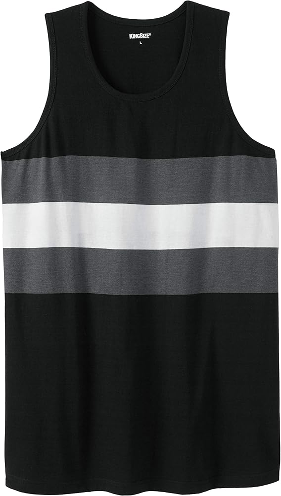 KingSize Men's Big & Tall Shrink-Less Lightweight Tank - 5XL, Black Stripe