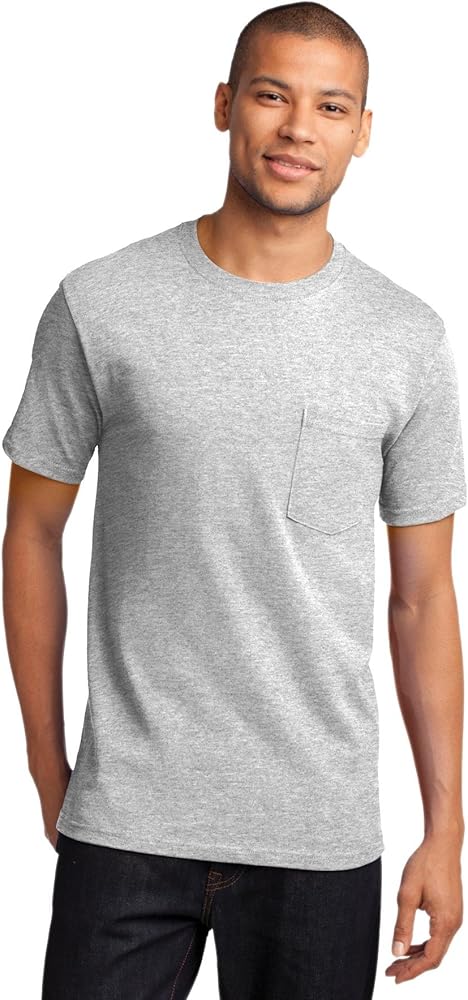 Port & Company Mens Tall Essential T-Shirt with Pocket, Ash, XXX-Large Tall