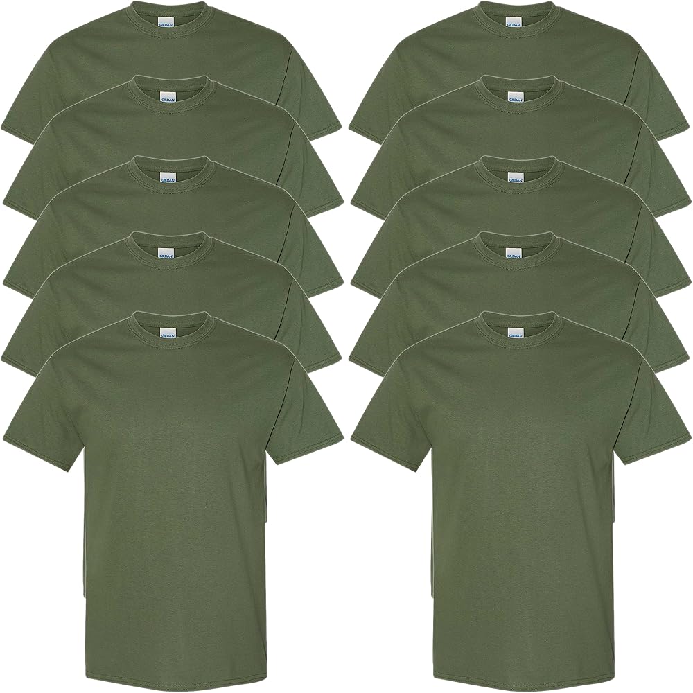 Gildan Men's G500 10-Pack, Military Green, (Large)