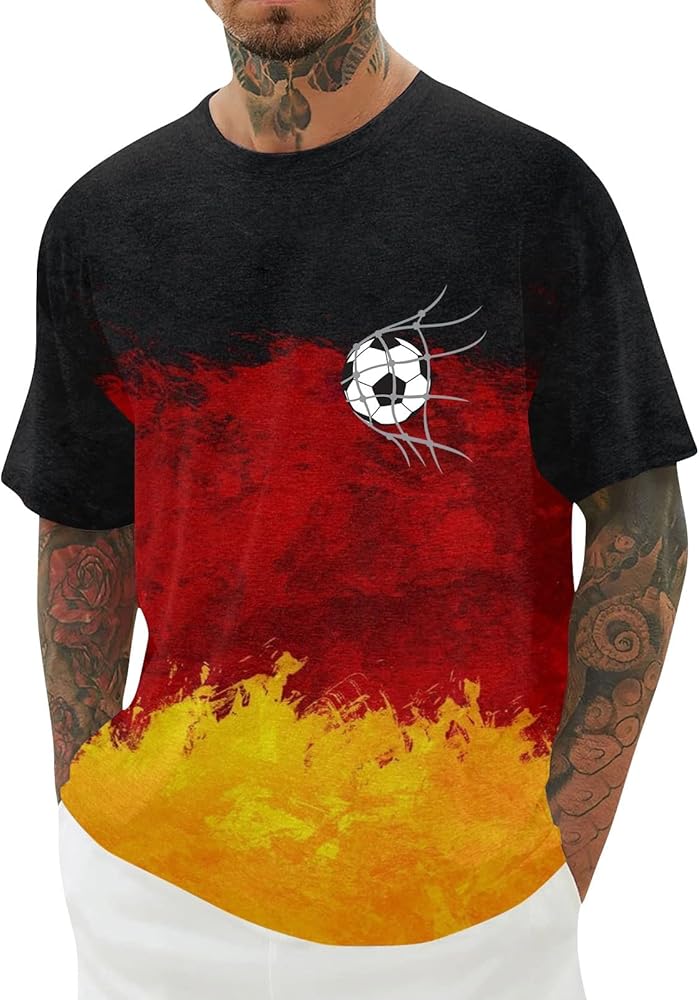 Mens EM 2024 Football T Shirt European Cup German Printed Short Sleeve Crewneck Shirt Fashion Casual Summer Tees