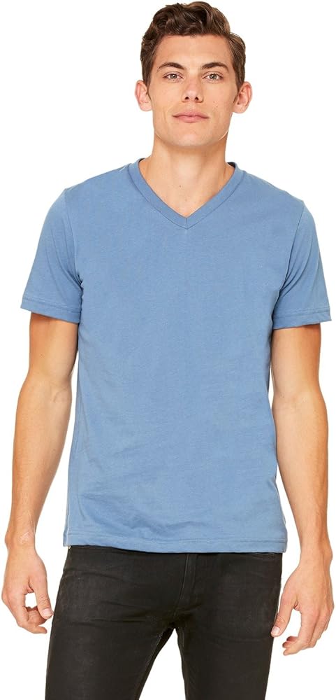 BELLA + Canvas Unisex Jersey Short-Sleeve V-Neck T-Shirt - Steel Blue - XL - (Style # 3005 - Original Label)