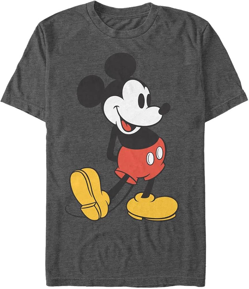 Disney Big Classic Mickey Men's Tops Short Sleeve Tee Shirt, Charcoal Heather, 4X-Large