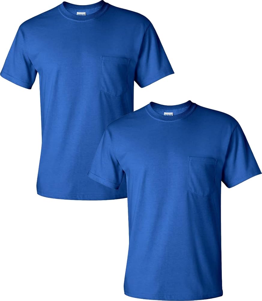 Gildan Men's Ultra Cotton Adult T/Shirt with Pocket, 2/Pack MED/Royal