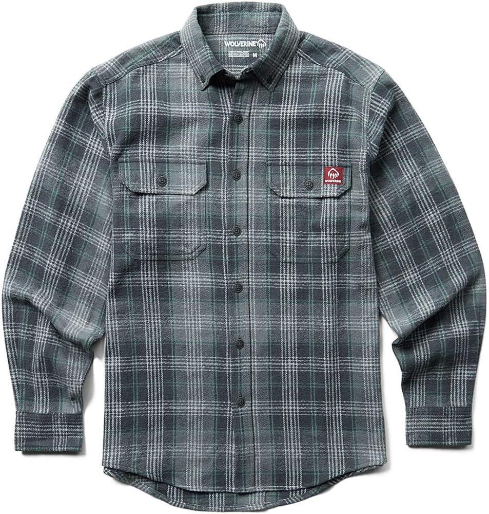 Wolverine Mens Glacier Heavyweight Long Sleeve Flannel Shirt