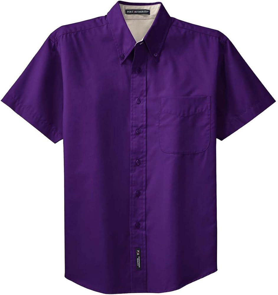 Port Authority Men's Short Sleeve Easy Care Shirt L Purple/Light Stone