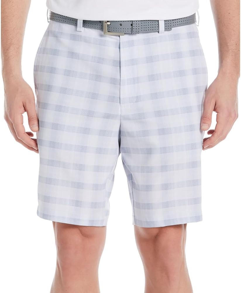 PGA TOUR Men's 9" Shadow Plaid Golf Short with Active Waistband