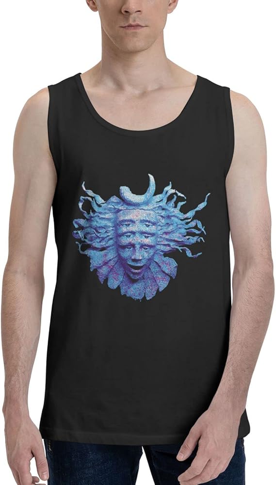 Shpongle Men's Tank Tops Classic Crew Neck Sleeveless Cotton Casual Sport T-Shirts Black