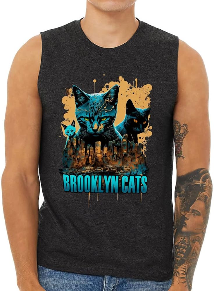 Brooklyn Cat Men's Muscle Tank - Funny Men's Sleeveless T-Shirt - Themed Tank