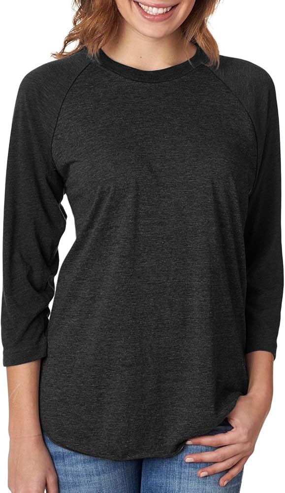 Next Level Unisex Triblend 3/4-Sleeve Raglan - VIN BLK/ VIN BLK - M - (Style # 6051 - Original Label)