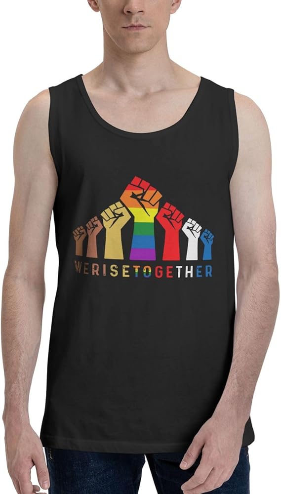 We Rise Together Equality Social Justice Men's Tank Top Shirt Cotton Waistcoat Cool Running Shirt