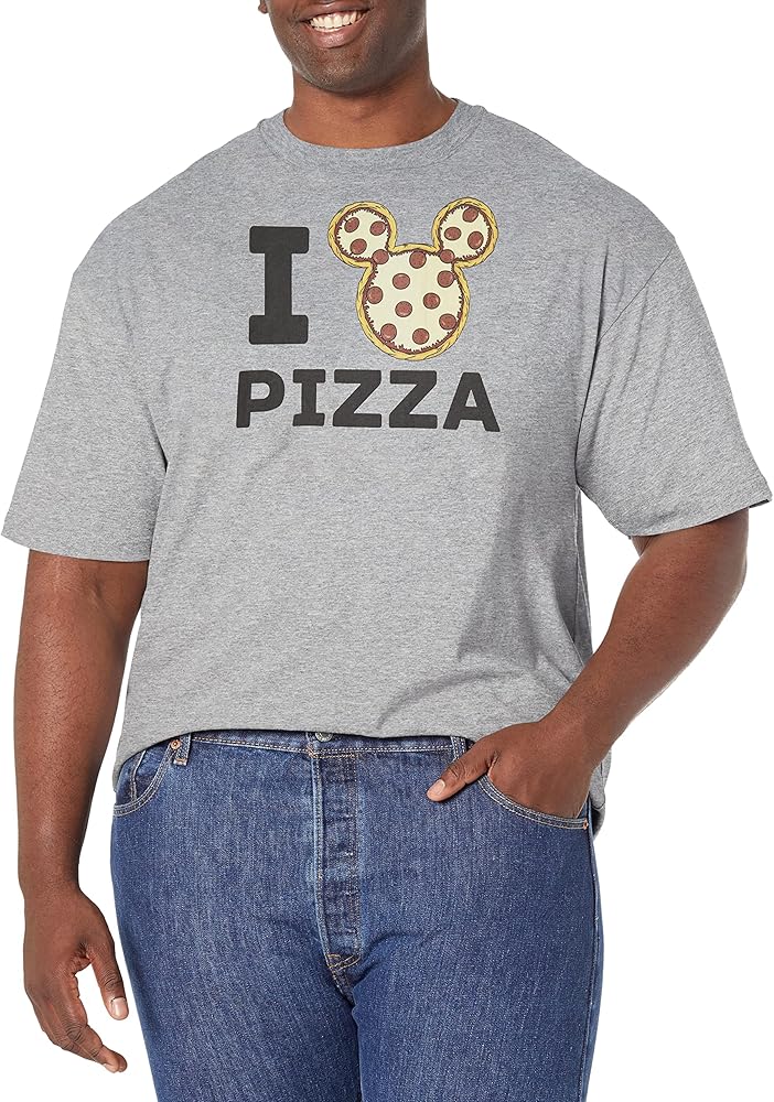 Disney Big & Tall Classic Mickey Pizza Men's Tops Short Sleeve Tee Shirt