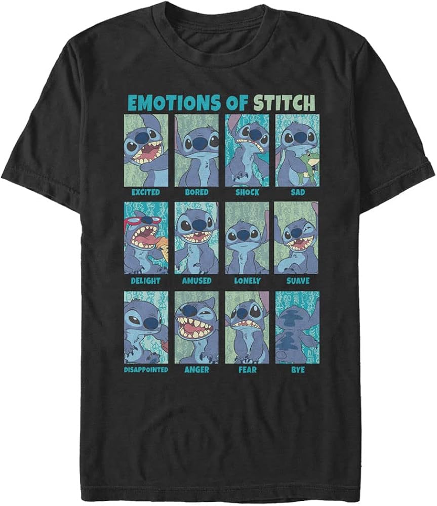 Disney Big & Tall Lilo Stitch Emotion Men's Tops Short Sleeve Tee Shirt