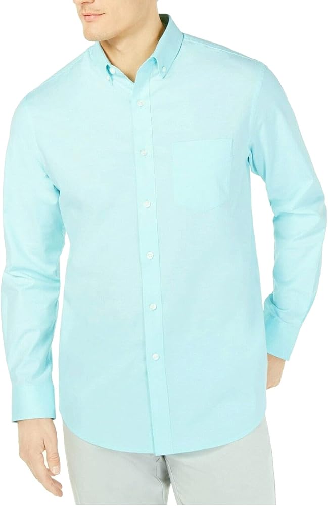 Club Room Mens Shirt Classic Light Large Solid Button Down Blue L